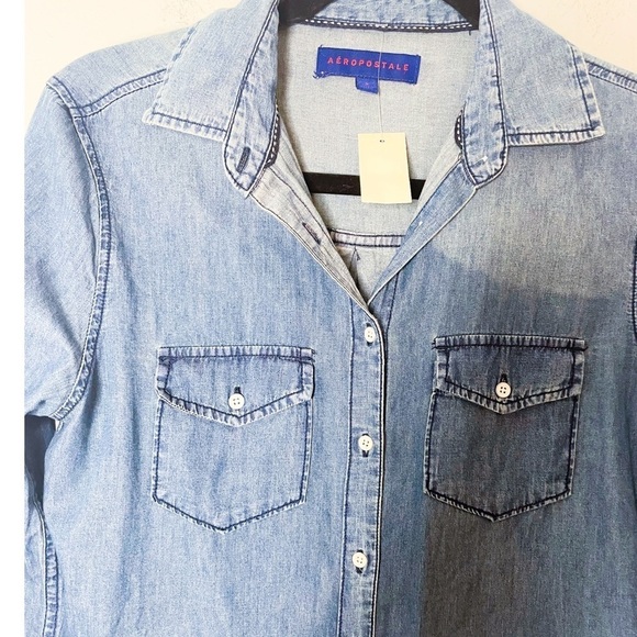 𝅺Aeropostale NWT Chambray Button Down Shirt - Picture 6 of 6